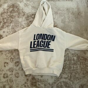 Zara White Hoodie with Navy Print